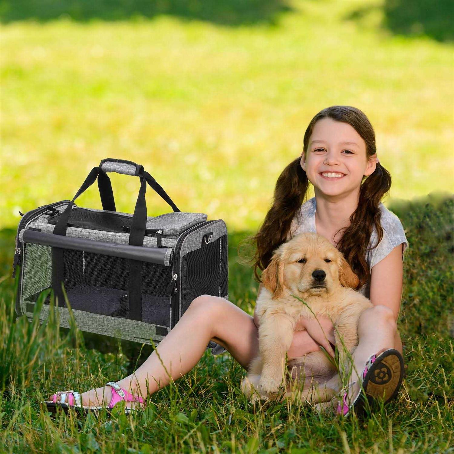 Pet Carrier with Wheels Airline Approved Dog Cat Carrier T97934