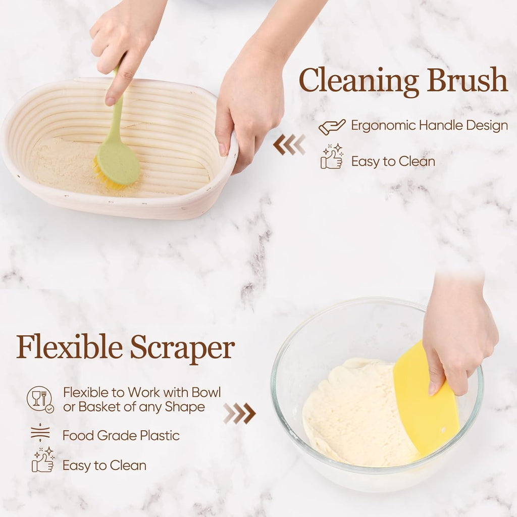 22 Pcs Sourdough Bread Baking Supplies with 10 inch Oval and Round Banneton Basket O756108