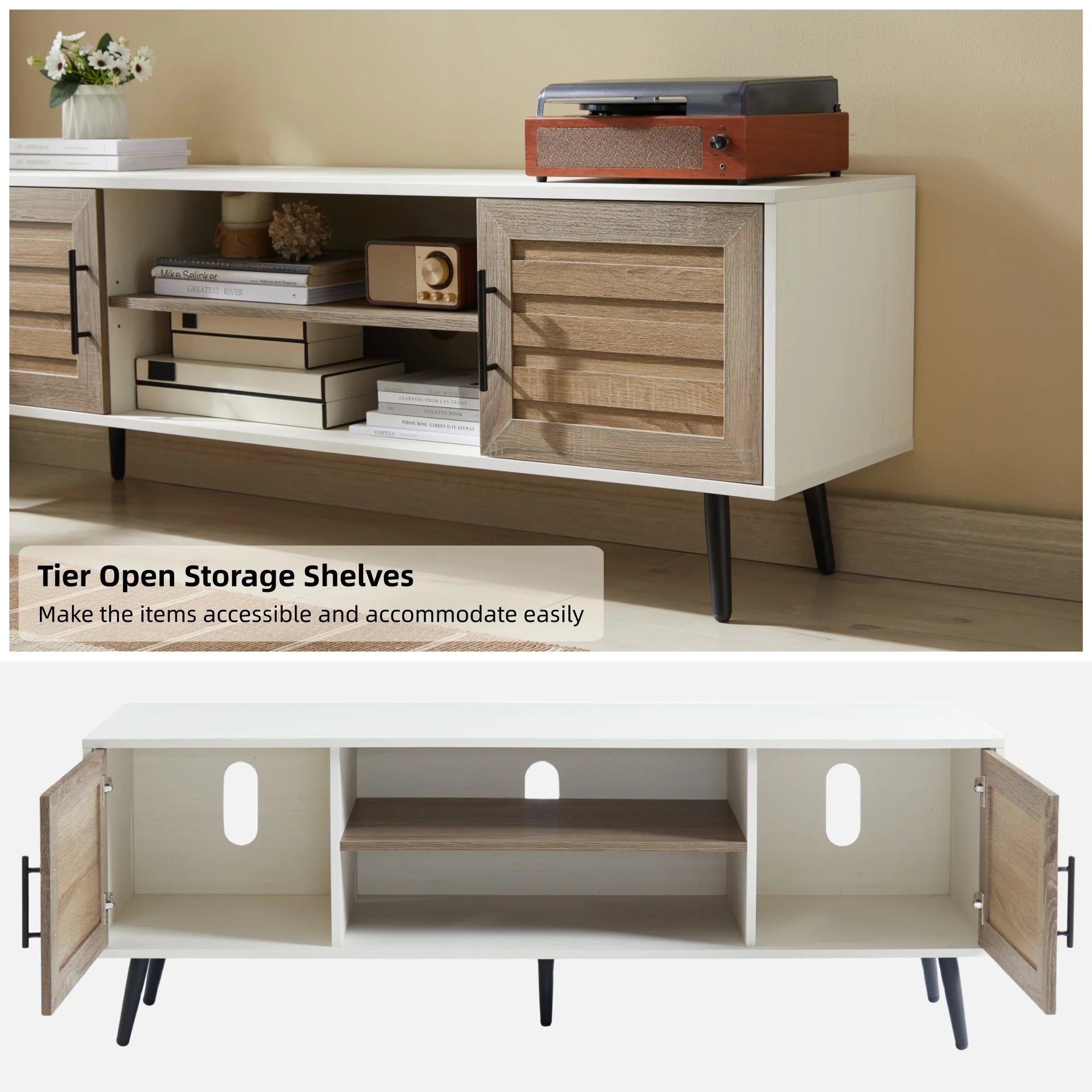 White Walnut TV Stand 59"W M108