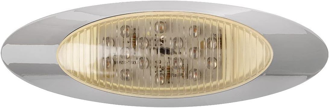 10x 6.5" LED Marker Light 16LED Clear/Amber Chrome & 5pcs 17 LED Clear Lens 53.75" Amber Cab Marker Roof Running Truck Cab Light Z9065