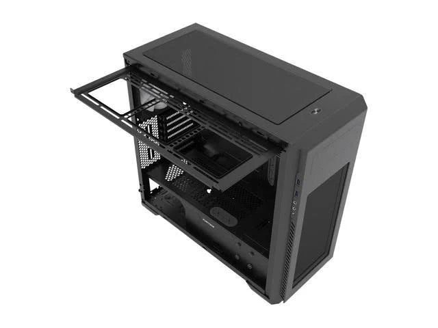 Satin Black ATX Mid Tower Case with Tempered Glass Panel F959