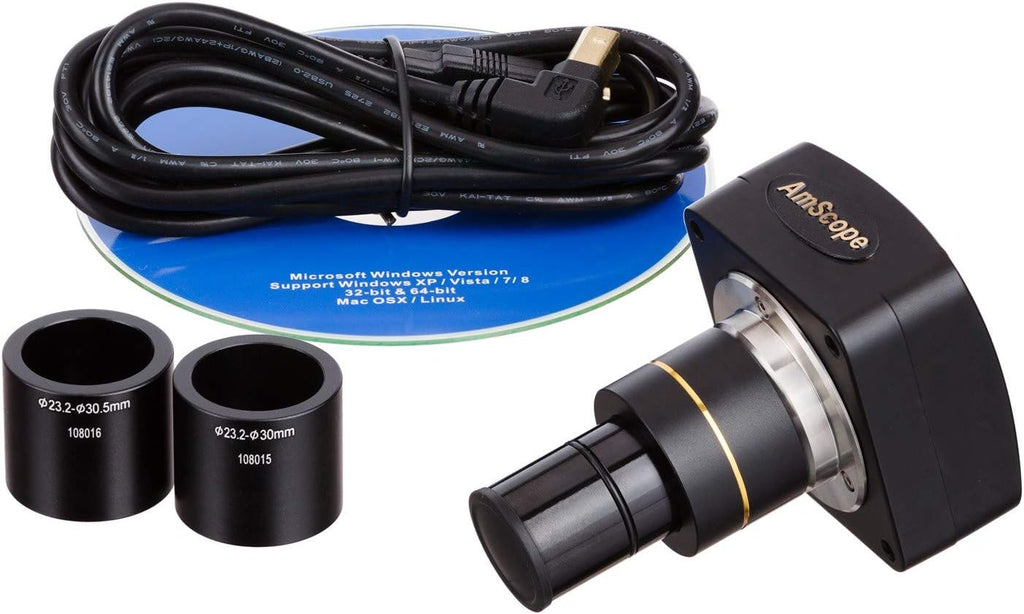 Binocular Compound Microscope, 40X-2500X Magnification, LED Illumination, Abbe Condenser, Two-Layer Mechanical Stage, 1.3MP Camera E9487