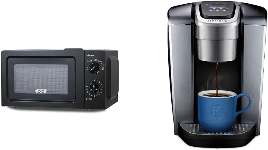0.6 Cubic Foot 600W Microwave with 6 Power Levels Bundle with Single-Serve K-Cup Pod Coffee Maker X1081