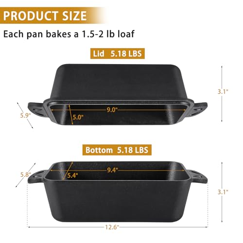 Cast Iron 9x5 Inch Loaf Pan with Lid 2 Piece Set M9221