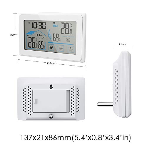 Wireless Indoor/Outdoor Thermometer Hygrometer with Touch Screen Digital Weather Station E97201