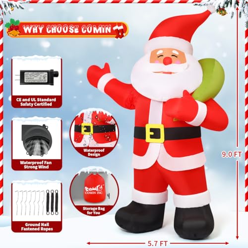 9 FT Animated Santa Inflatable with LEDs H57485
