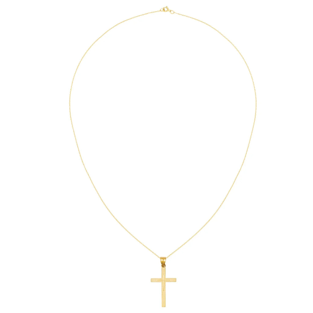 14 Karat Yellow Gold Diamond-Cut Cross Pendant with 18-inch Chain G88262