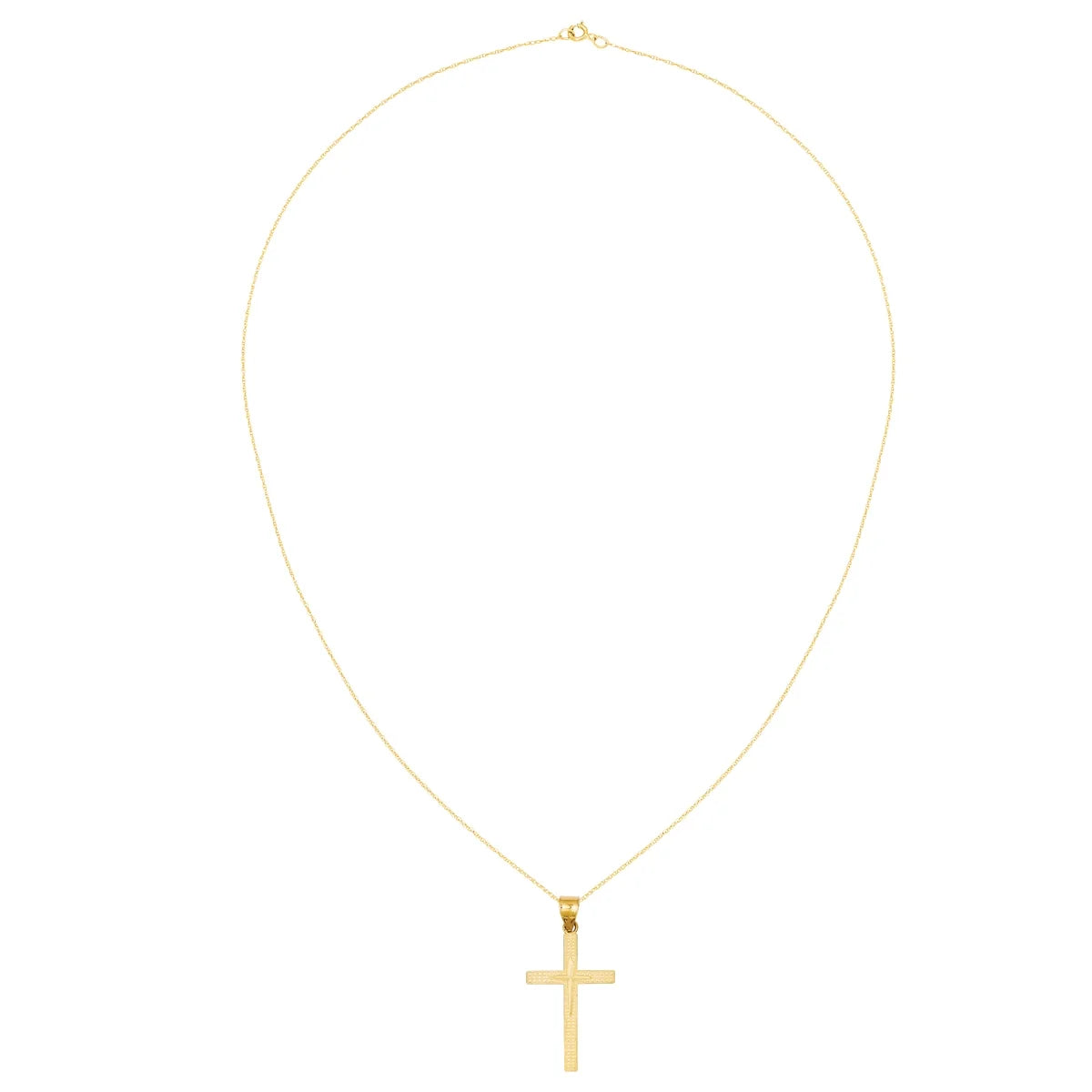 14 Karat Yellow Gold Diamond-Cut Cross Pendant with 18-inch Chain G88262
