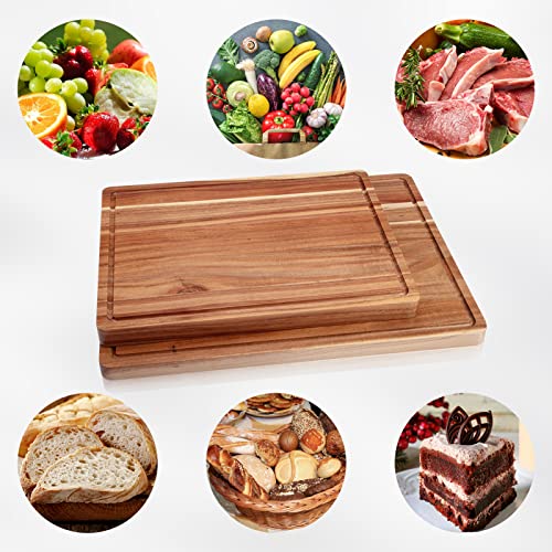 24x18 Inch Acacia Wood Cutting Board with Handle and Juice Groove T1675