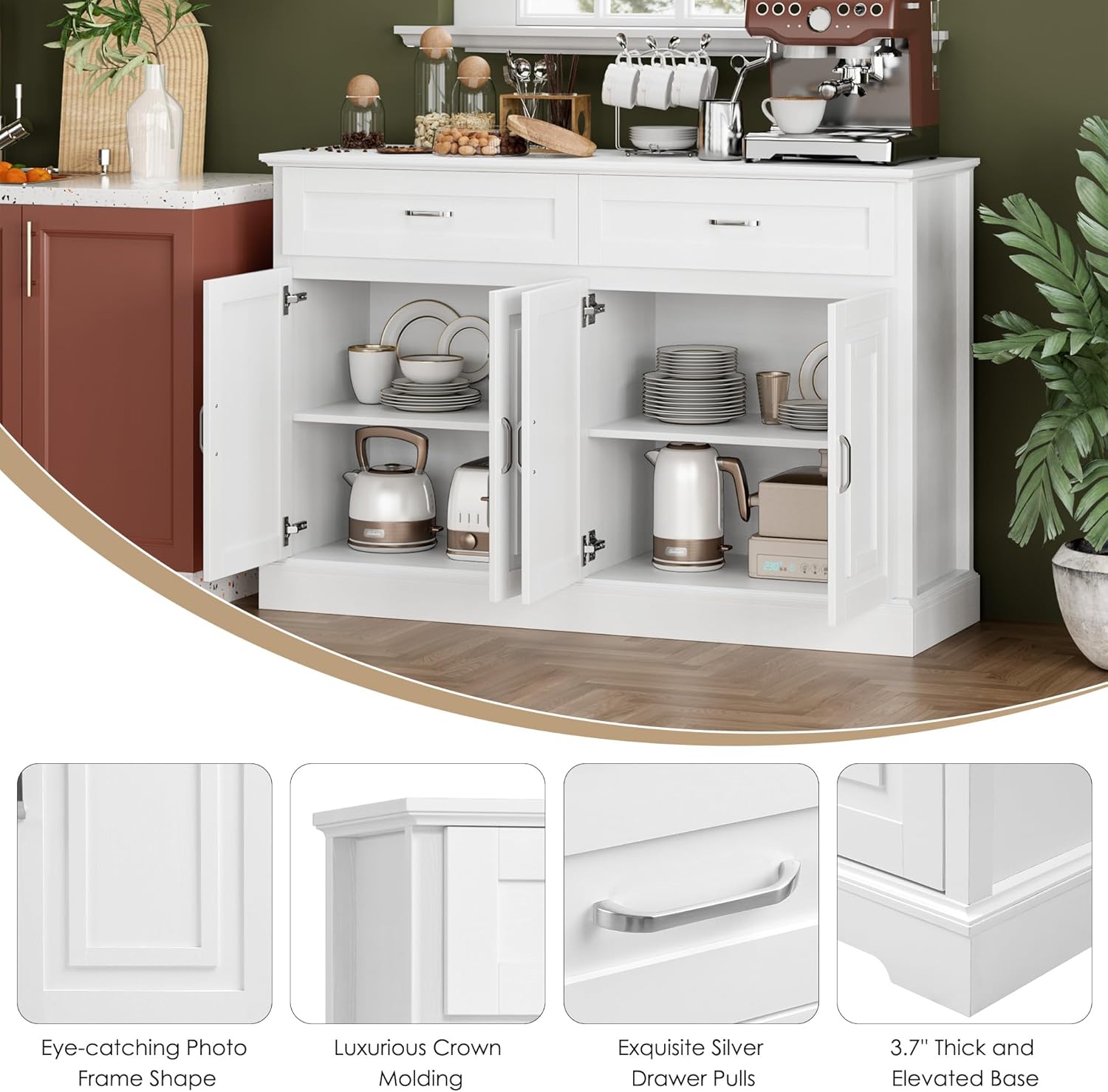 55.1" Sideboard Buffet Cabinet with 2 Drawers and 4 Doors R239