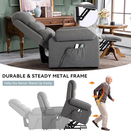 Dark Blue Power Lift Recliner Chair with Heat and Massage O264601
