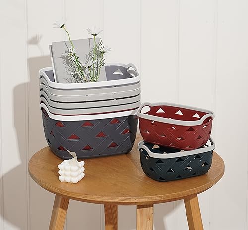 White Plastic Basket with Handles (3, Small) Y861