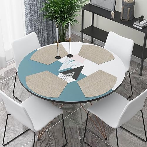 Round Table Placemats Set of 4 Heat Resistant Wipe Clean Tan H3442