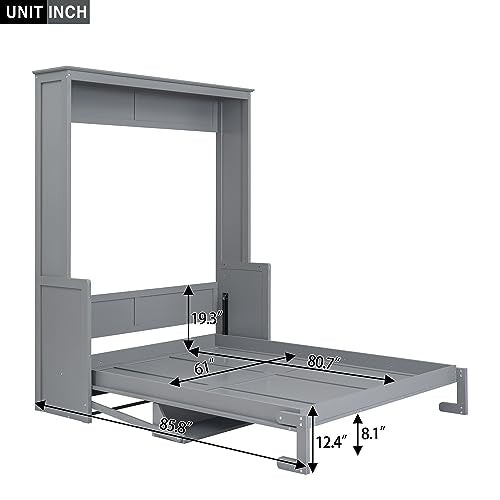 Queen Size Murphy Bed with Rotatable Desk and Storage Shelves R675223