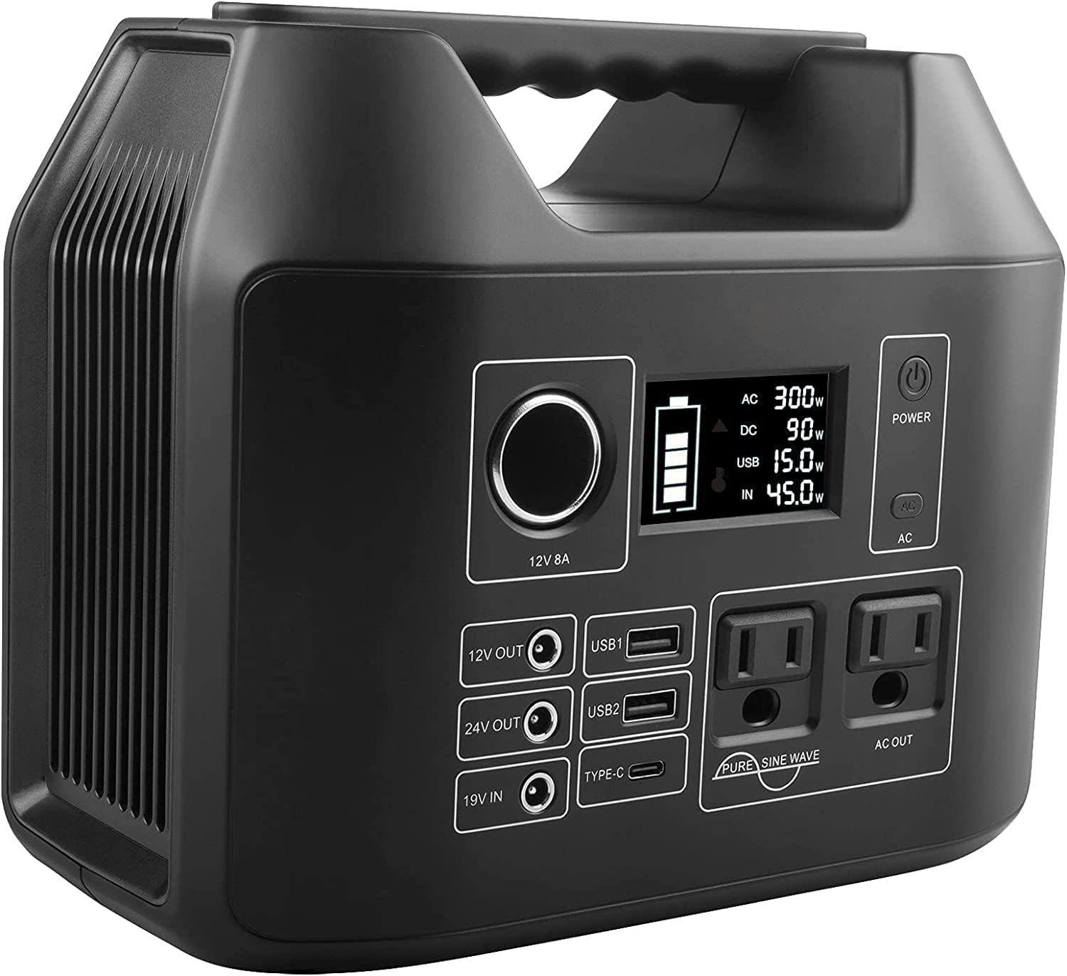 300W Portable Power Station 80000mAh Solar Inverter Generator with Flashlight AC DC TYPE-C Outlet Q8943