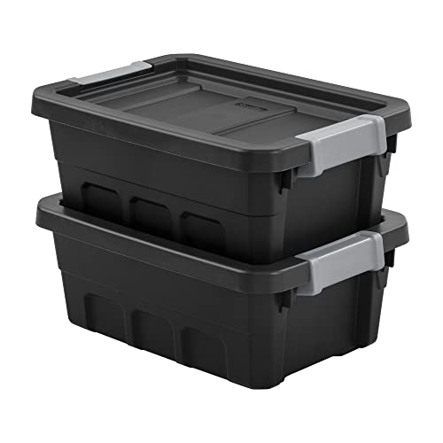 Black 6-Pack Plastic Stacker Tote Storage Bin D7636