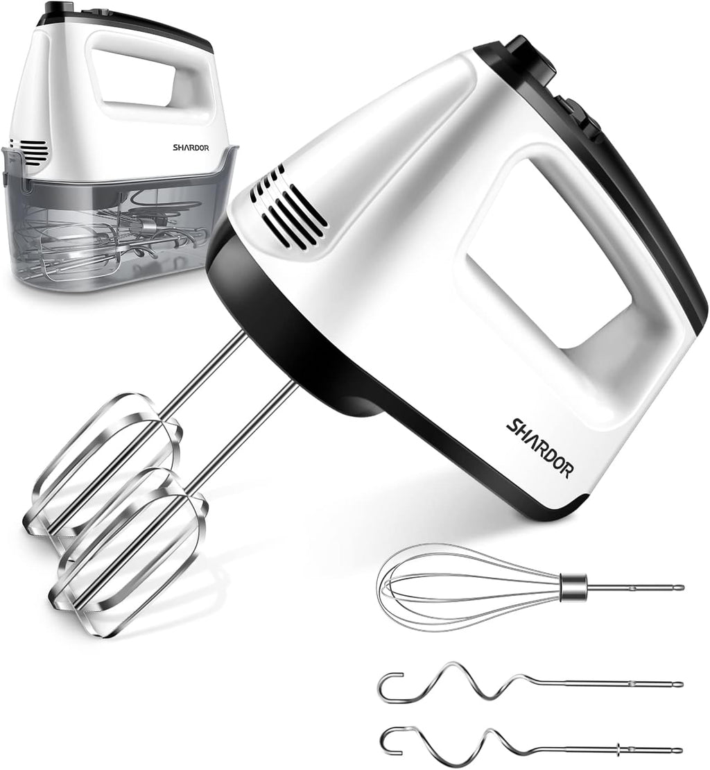 White 6 Speed Handheld Mixer with 5 Stainless Steel Accessories N311338