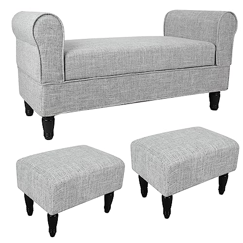 Light Grey Storage Bench with Arms W82360