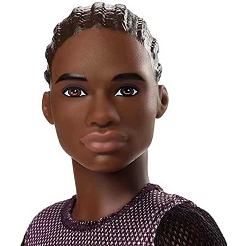 Doll with Sculpted Brunette Hair Wearing T-Shirt, Denim Pants & Shoes S8655