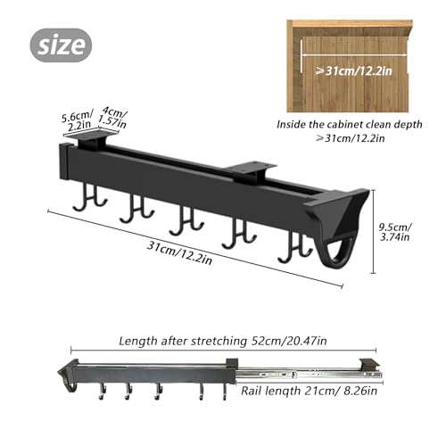 Multifunctional Slide Broom And Mop Organizer/storage, Hanging Garage Storage Rack (36cm/14.17inch) V1595