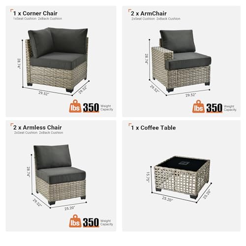 Navy Blue 7 Piece Rattan Wicker Patio Sectional Sofa Set Y28548