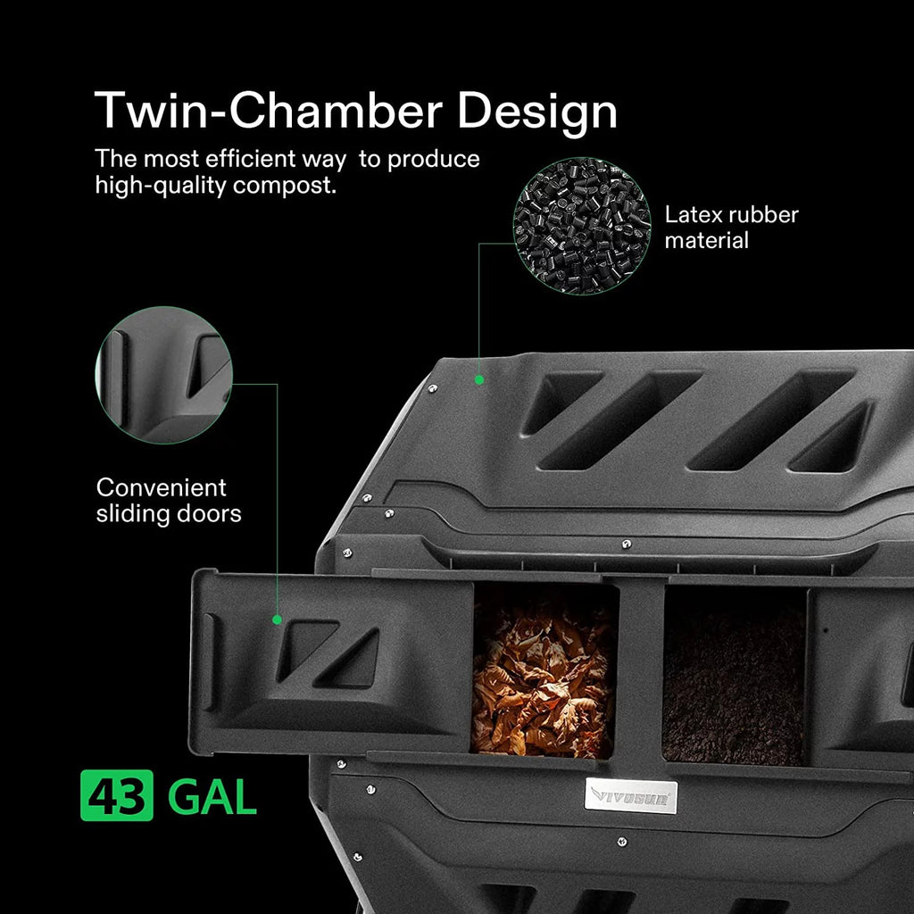 Black 43 Gallon Dual Rotating Compost Bin B792335