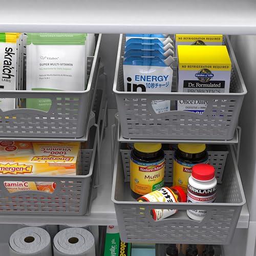 2 Tier Bathroom Organizer Tray Pull-Out Sliding Drawer Under-Sink Storage, Brown P22191