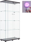 Black Two Door Glass Display Cabinet with 4 Shelves T135