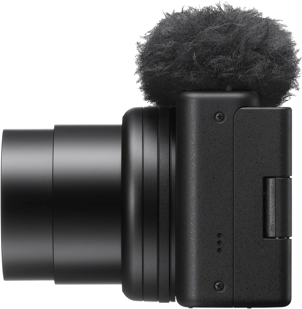Black 4K Video 20.1MP Vlog Camera with Tripod/Grip, Case, LED, 64GB Card U574966