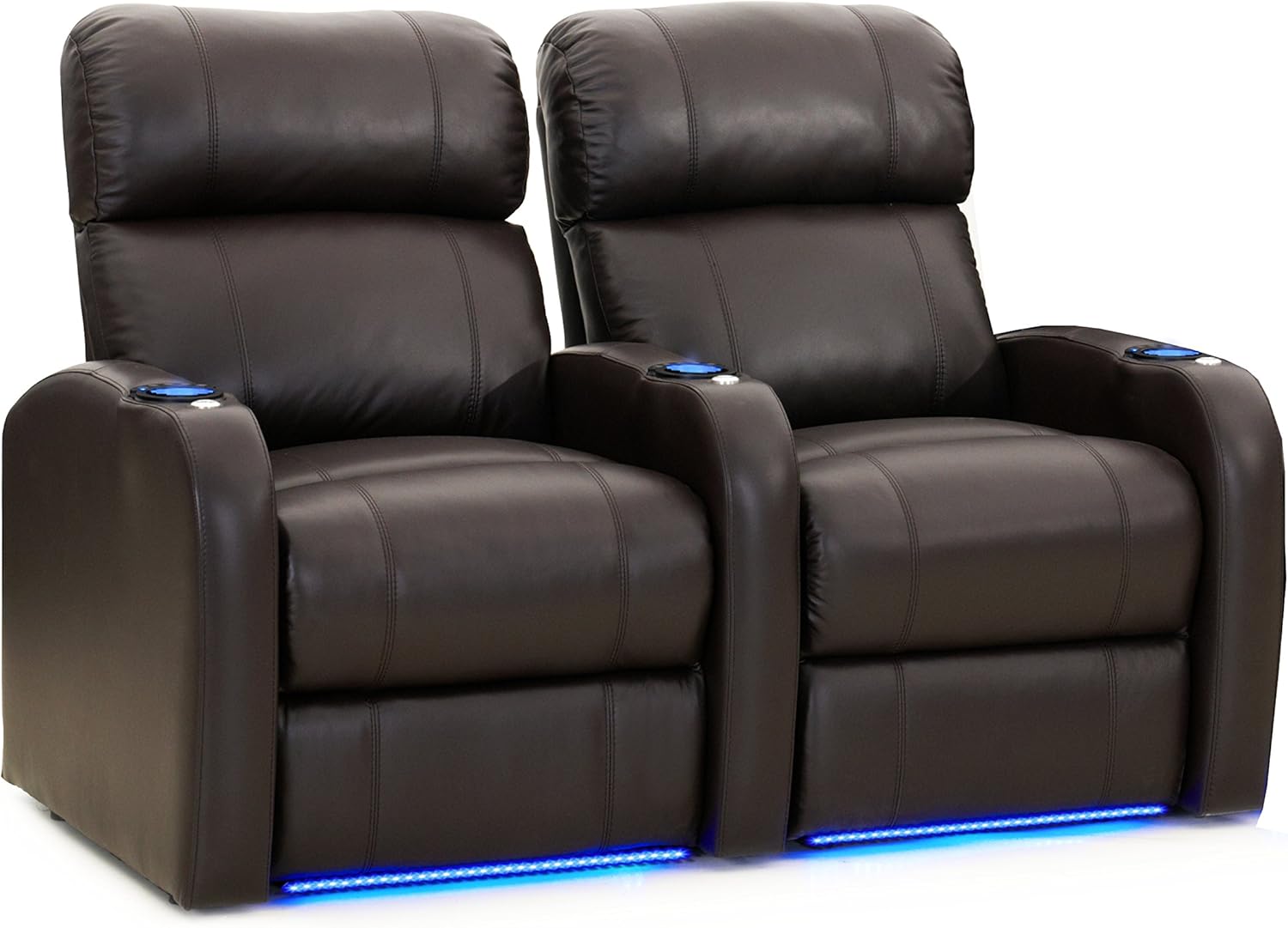 Brown Top-Grain Leather Theater Chairs with Power Recline M727