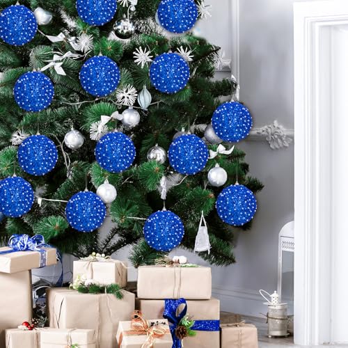 24 Pcs 4" Glitter Christmas Ball Ornament Set D8012