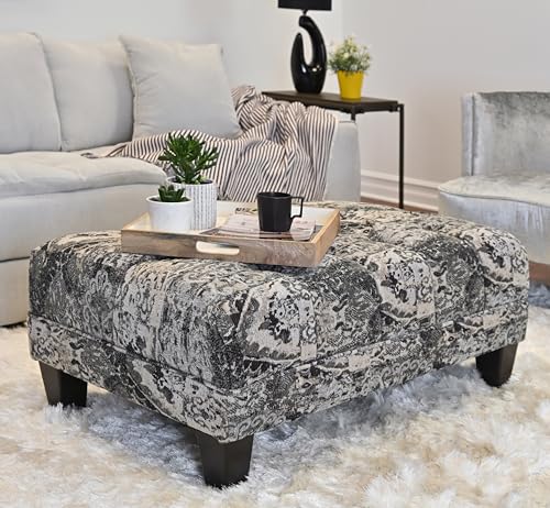 Turkish Charcoal Fabric Oversized Ottoman Q36477