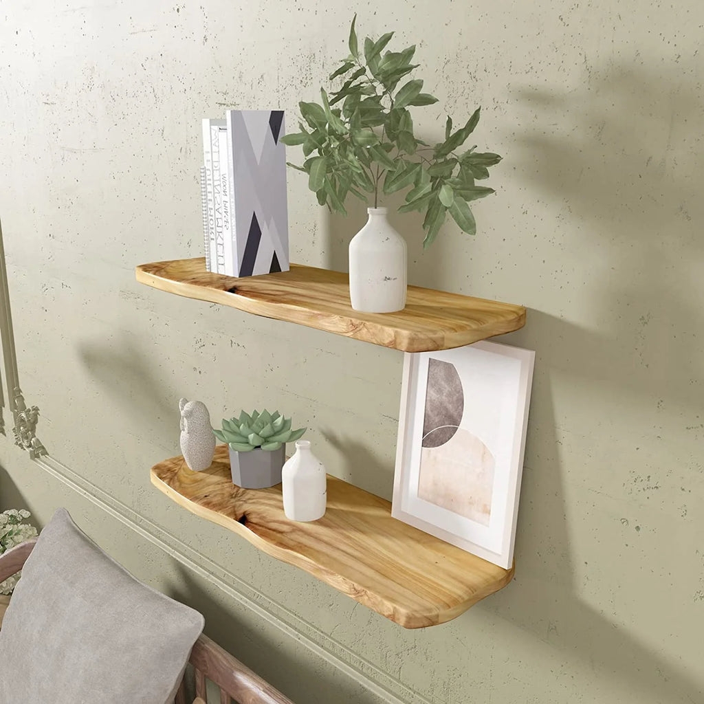 24 Inch Cedar Natural Edge Floating Shelf Set Of 2 I411