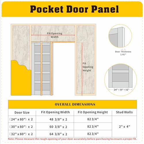 White Primed Double Sliding Pocket Door 60" x 80" with 5 Lites Tempered Frosted Glass Panels Y427411