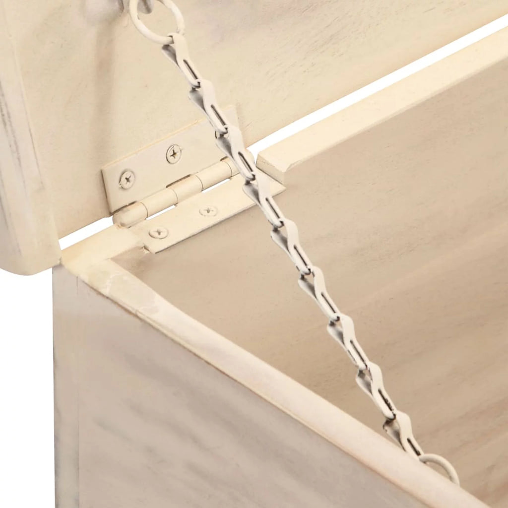 Storage Chest Acacia Wood Blanket Box White 43.3 x 15.7 x 17.7 Inches I802888