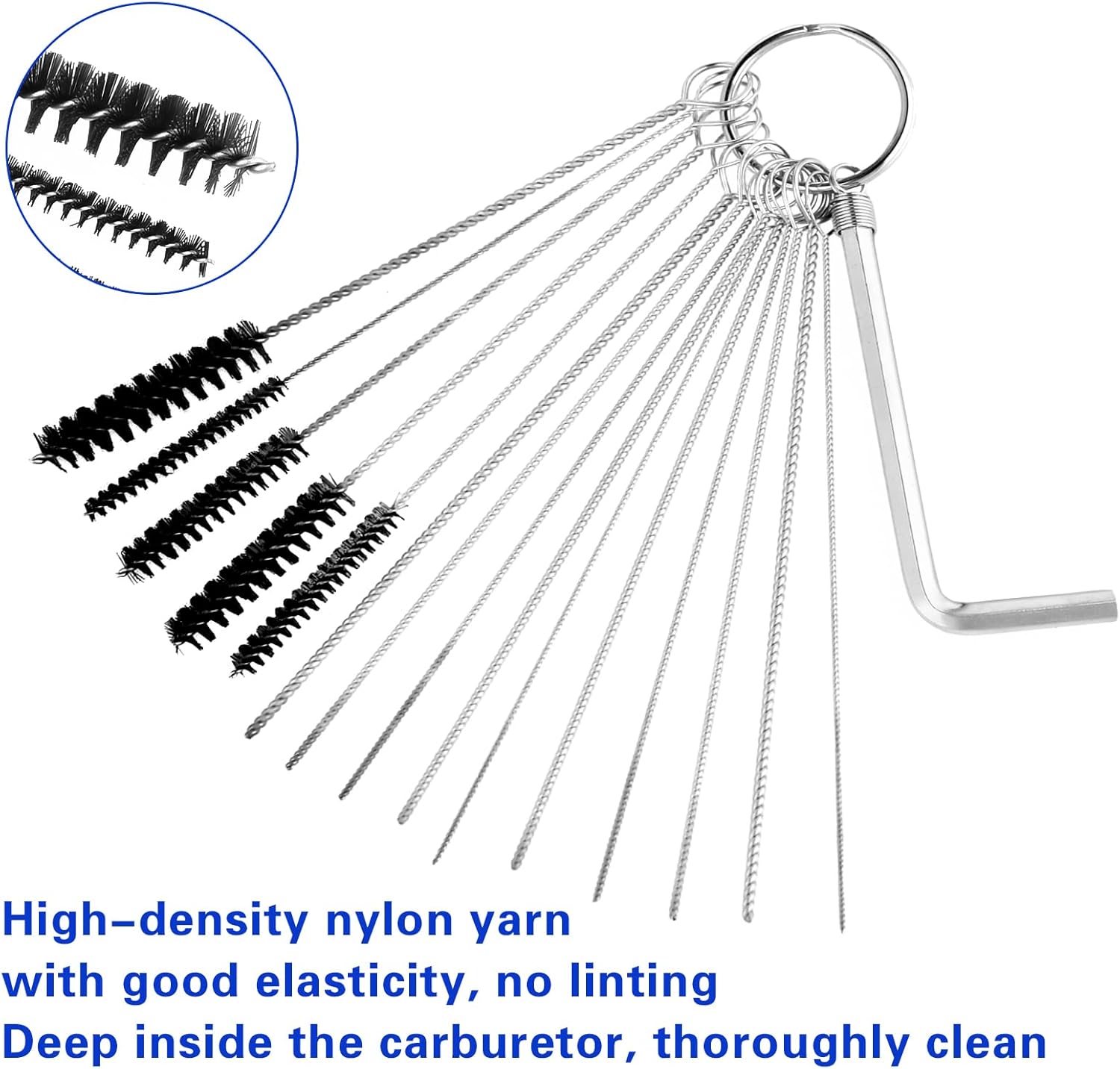 Stainless Steel 13 Cleaning Wires Set with 5 Nylon Brushes and 10 Cleaning Needles W13665