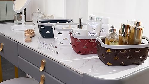 White Plastic Basket with Handles (3, Small) Y861