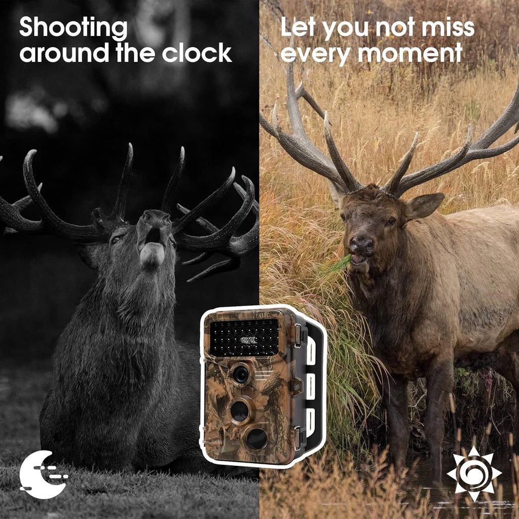 2 Pack 1080P 20MP 120° Wide-Angle No Glow IR Night Vision Motion Activated 0.2S Trigger Speed 2.4" LCD IP66 Waterproof Trail Camera F8539