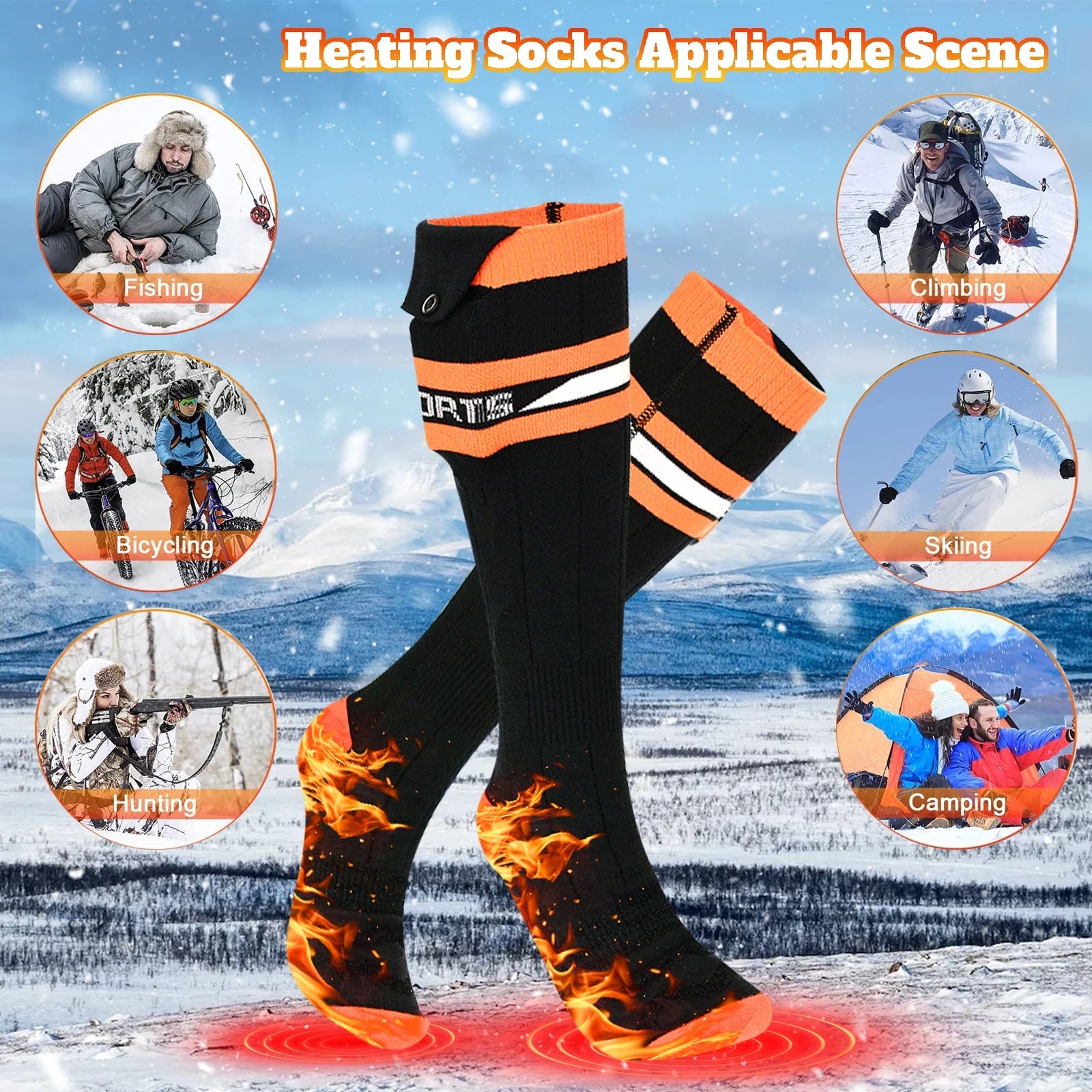 Black Rechargeable Electric Heated Socks Z613