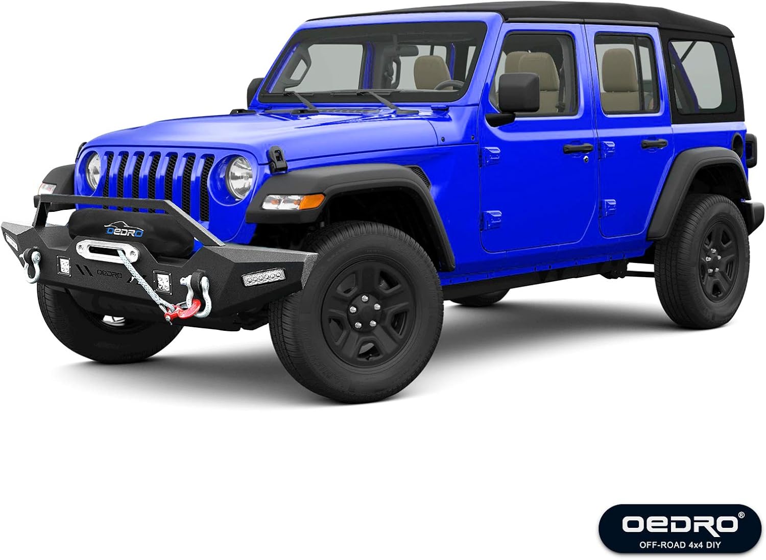 Front Bumper with Winch Plate Mounting & 4 x LED Lights & 2 x D-Rings Z6844