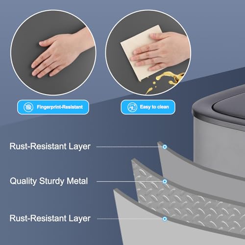 Grey 13 Gallon Sensor-Activated Trash Can with Lid P27777