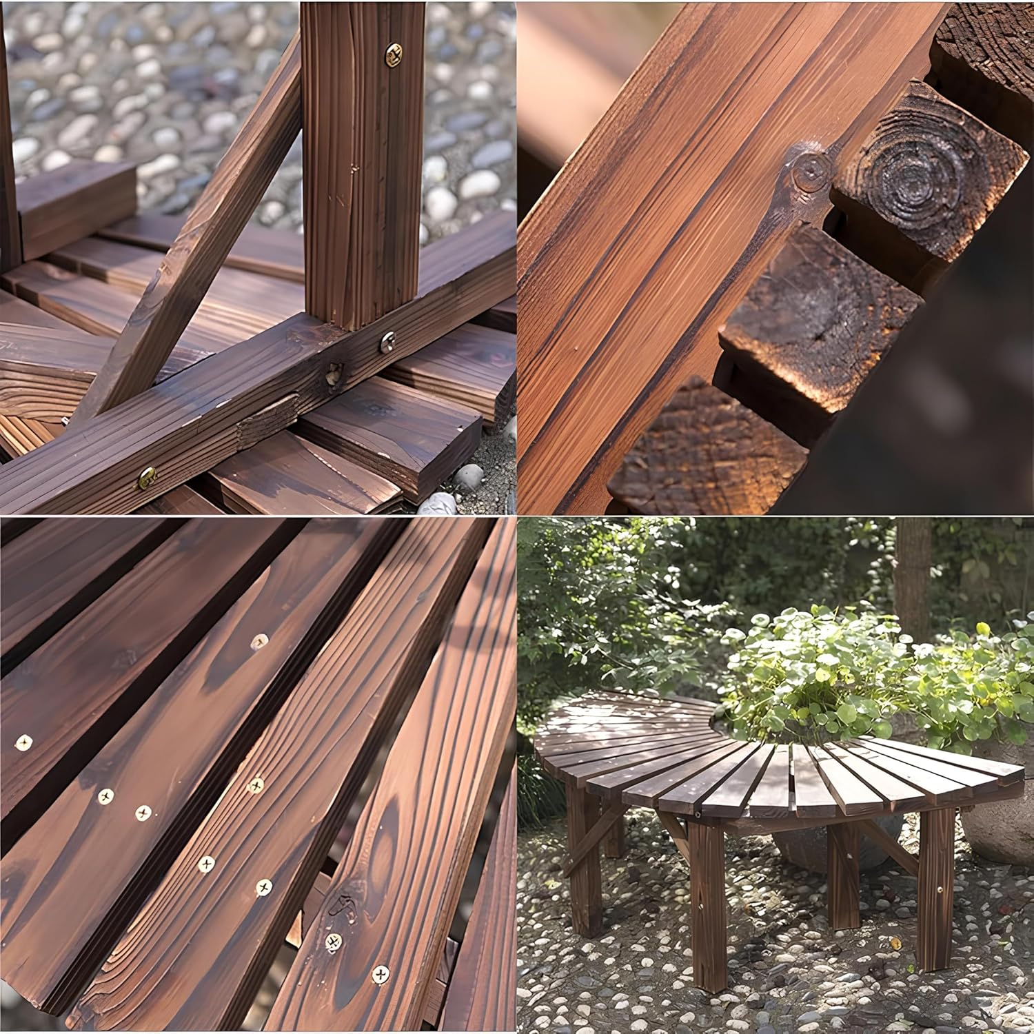 Wooden Outdoor Curved Bench D1803