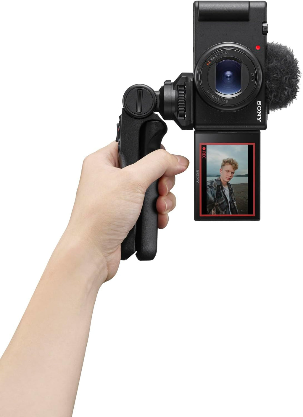 Black 4K Video 20.1MP Vlog Camera with Tripod/Grip, Case, LED, 64GB Card U574966