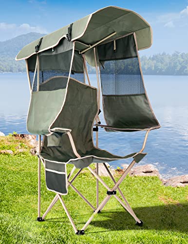 Folding Camping Chair with Canopy and Cup Holder T82380