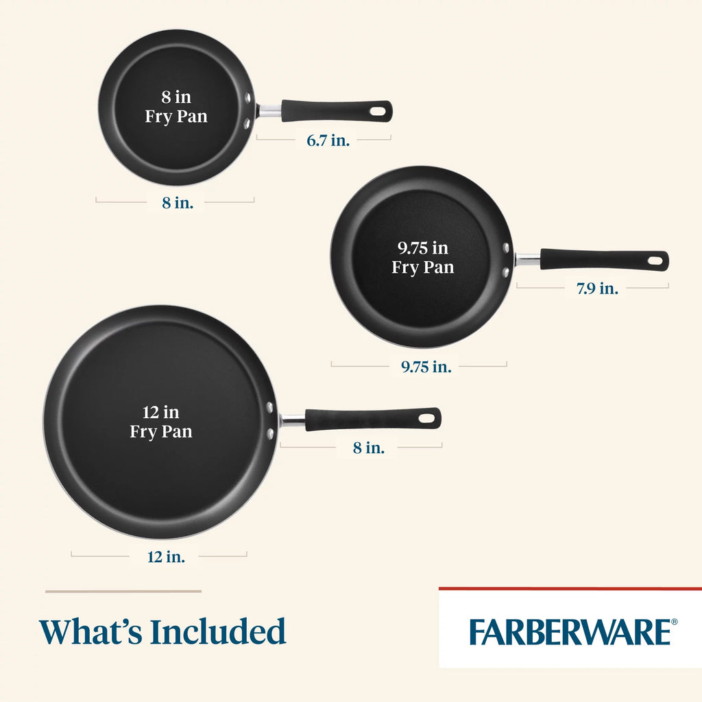 3 Piece Nonstick Aluminum Frying Pan Set, Aqua K57860
