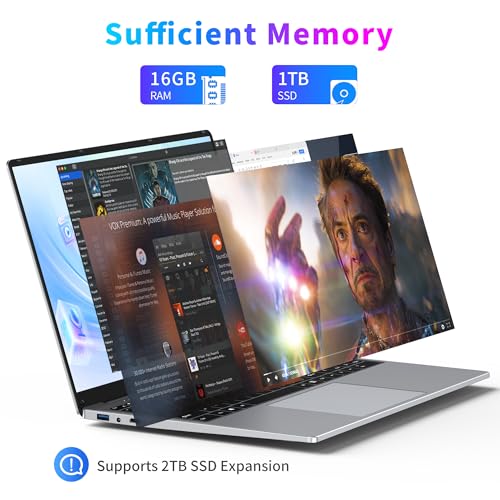 16 Inch Laptop Computer, 16GB RAM 512GB SSD, N95 Processor, FHD 1920 * 1200, Backlit Keyboard, Windows 11 Pro, Fingerprint Unlock I260