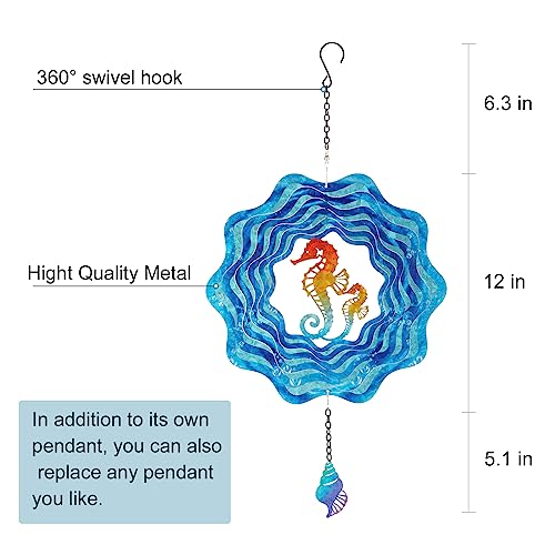 12 Inches 3D Kinetic Hummingbird Wind Spinner Stainless Steel X7492