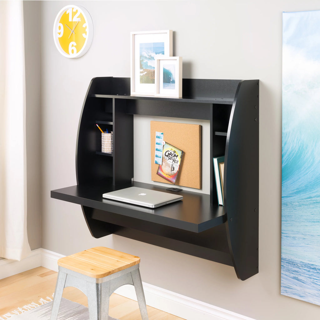 Black Wall Mounted Desk with Storage U383