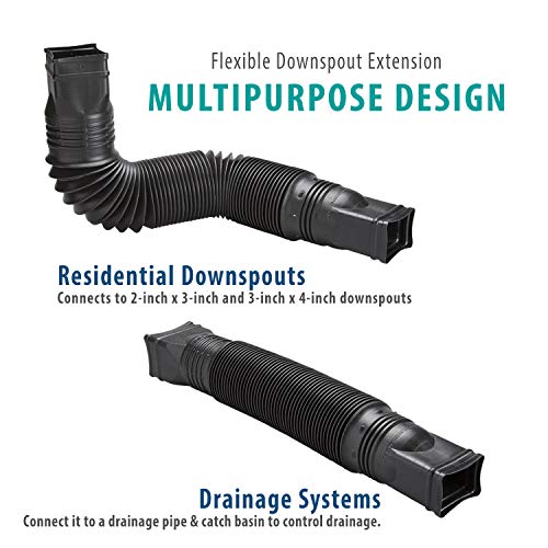 Black Flexible Downspout Extension Gutter Connector, 25 to 55 inches M843