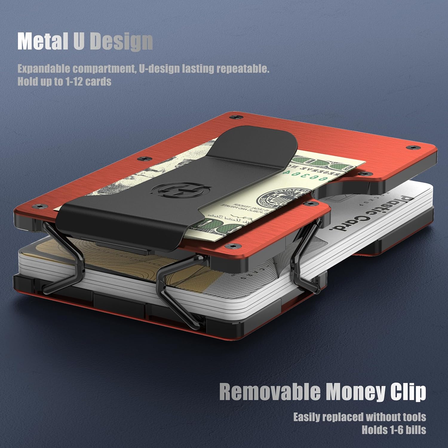 Brushed Burnt Orange Aluminum RFID Credit Card Holder with Money Clip L97278